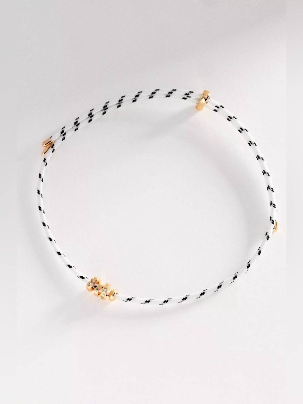 Anthropologie White and Black Rope Choker with Gold Accents